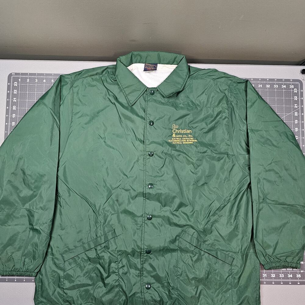 Vintage Hilton Apparel Jacket XL Green 80s Windbreaker Workwear Dad Grandpa - Picture 1 of 12